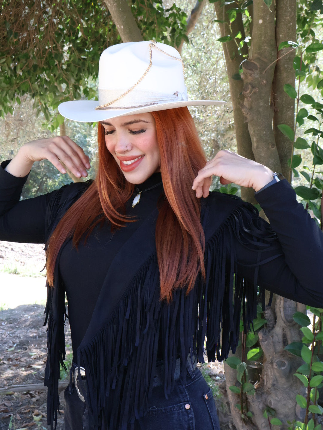 Black Fringe Suede Shrug Collar