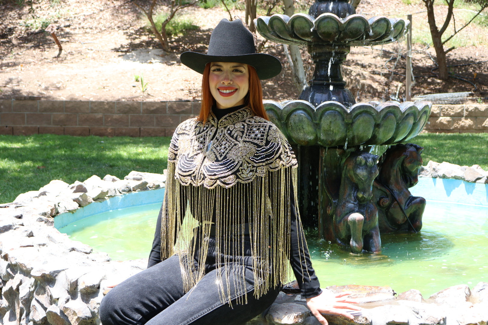 Gold, Silver and Black Beaded Bridal Cape