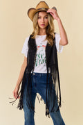 Black western-style fringed vest with studs