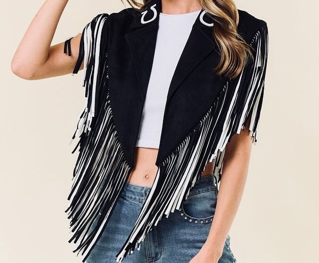 Saints & Hearts Women's Faux Suede Studded Cape