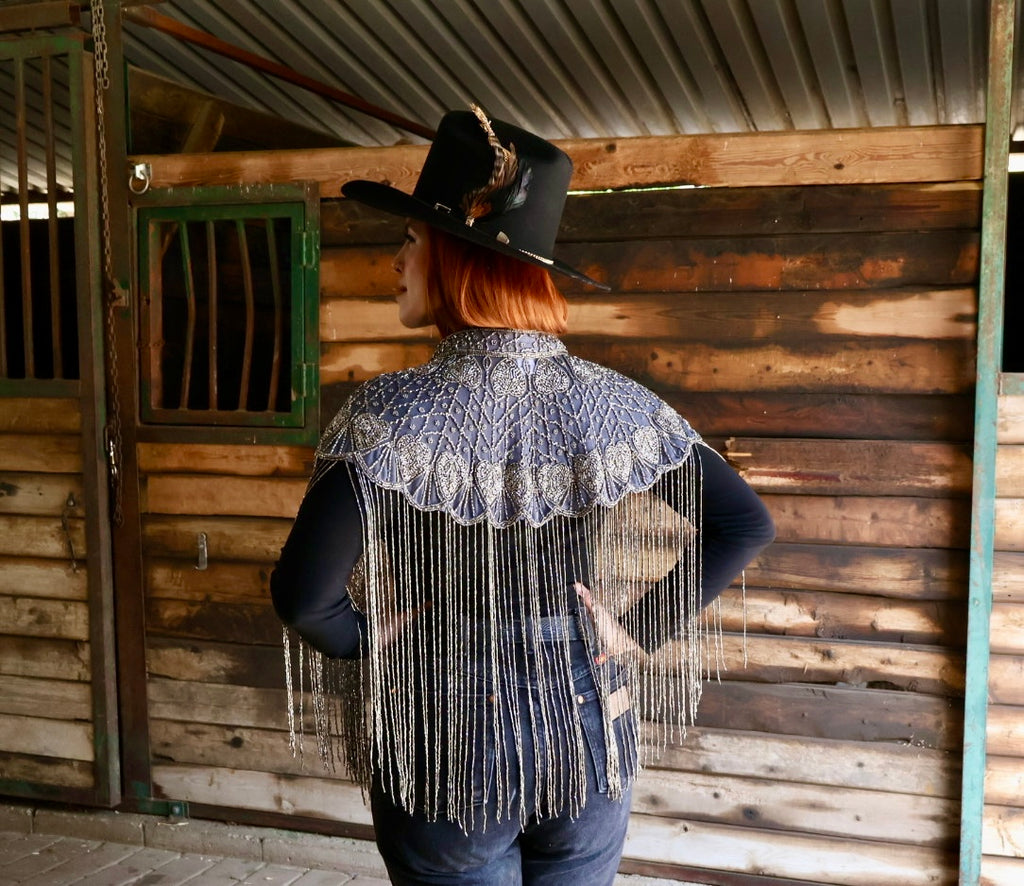 Silver Beaded Bridal Cape