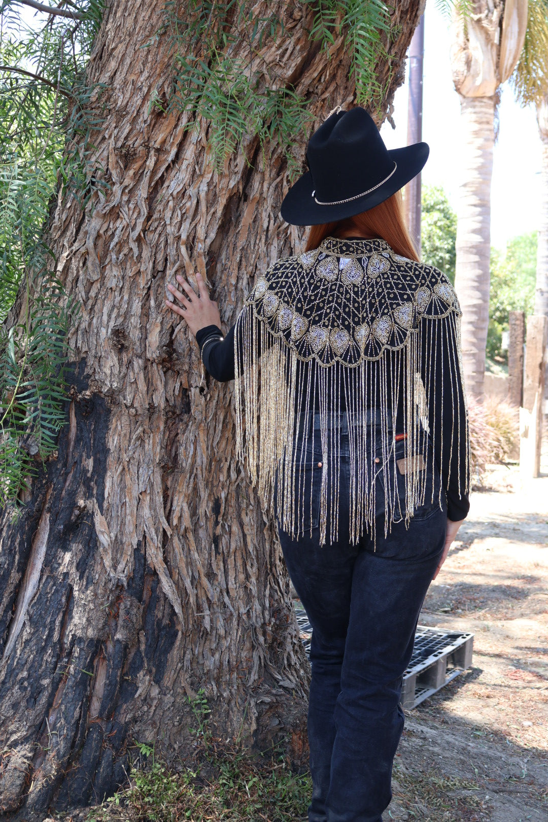 Art Deco Beaded Capelet gold, silver and black